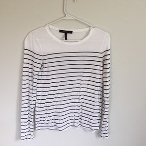 BCBGMAXARIA White and Black Striped Top